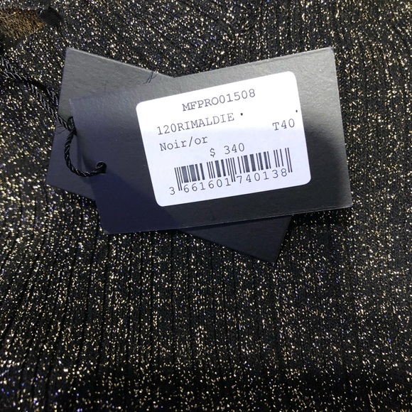 Maje BLACK/GOLD Women's Rimaldie Knit Short Dress, US 40 - Picture 10 of 11